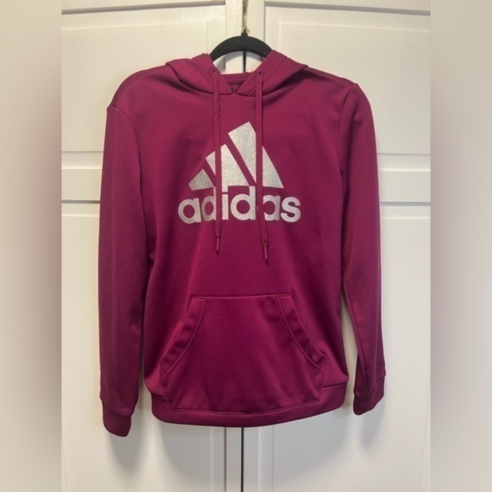 Adidas Pullover With Hoodie Size Women's Medium Color Plum